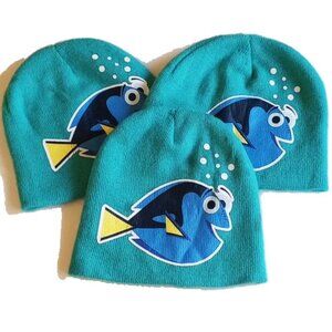 Set of 3 Disney Pixar Dory Knit Beanie Caps Turquoise Aqua